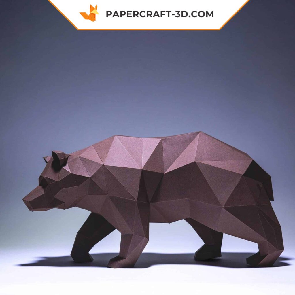 Papercraft sitting cat in origami 3D