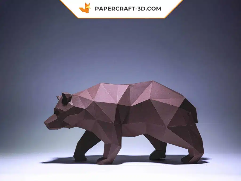 Papercraft de urso em origami 3D