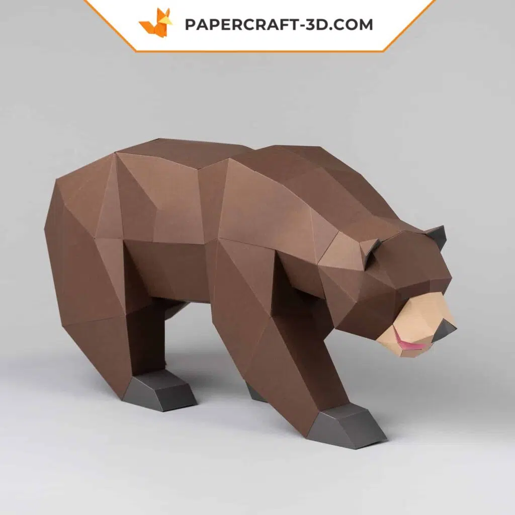 Papercraft de oso pardo en origami 3D
