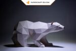 Papercraft polar bear in 3D origami