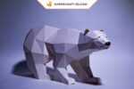 Papercraft polar bear in 3D origami