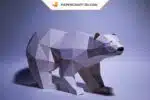 Papercraft de urso polar caminhando em origami 3D