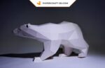 Papercraft polar bear in 3D origami