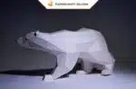 Papercraft de urso polar caminhando em origami 3D
