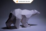 Papercraft polar bear in 3D origami