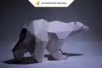 Papercraft de urso polar caminhando em origami 3D