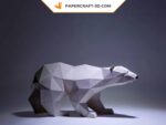 Papercraft polar bear in 3D origami