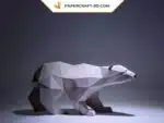 Papercraft de urso polar caminhando em origami 3D