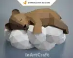 Papercraft de urso em uma nuvem em origami 3D