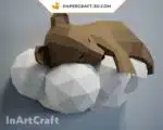 Papercraft de urso em uma nuvem em origami 3D