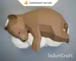 Papercraft de urso em uma nuvem em origami 3D