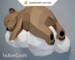 Papercraft de urso em uma nuvem em origami 3D