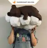 Papercraft d'ours sur un nuage en origami 3D