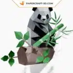 Papercraft Panda assis sur un arbre en origami papier 3D, weergave 2