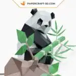 Papercraft Panda assis sur un arbre en origami papier 3D, weergave 4
