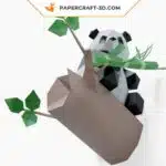Papercraft Panda assis sur un arbre en origami papier 3D, weergave 5