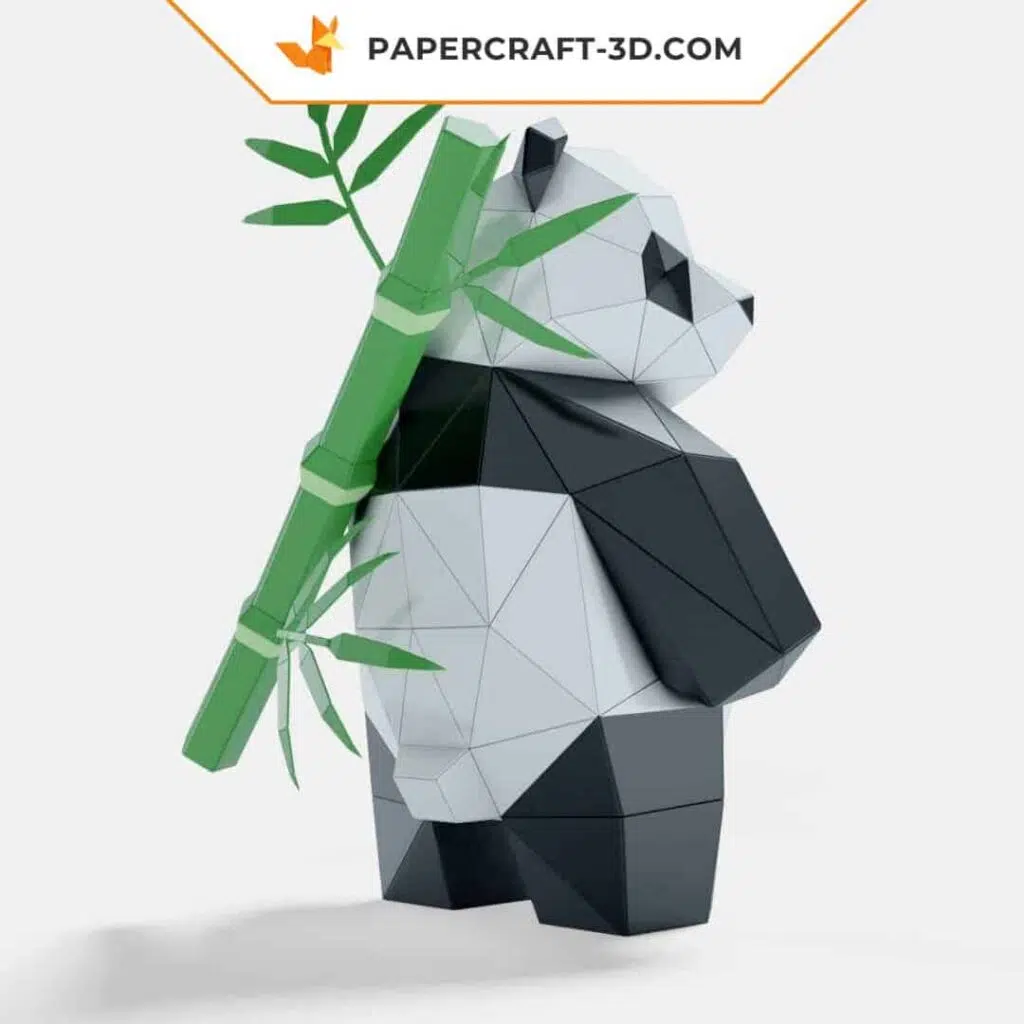 Papercraft eines stehenden Pandas in 3D-Origami