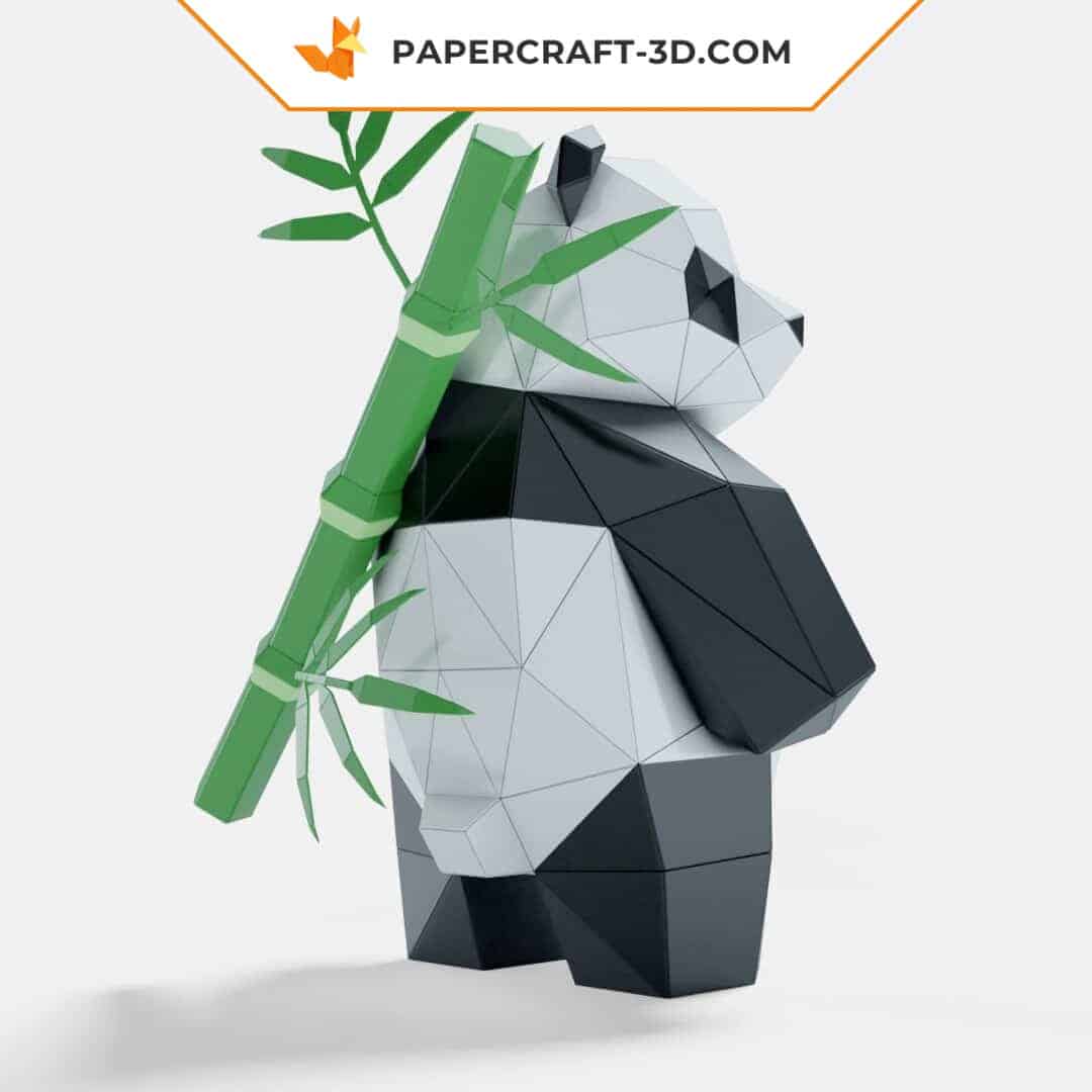 Papercraft de panda debout en origami 3D