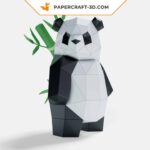 Papercraft panda standing in 3D origami