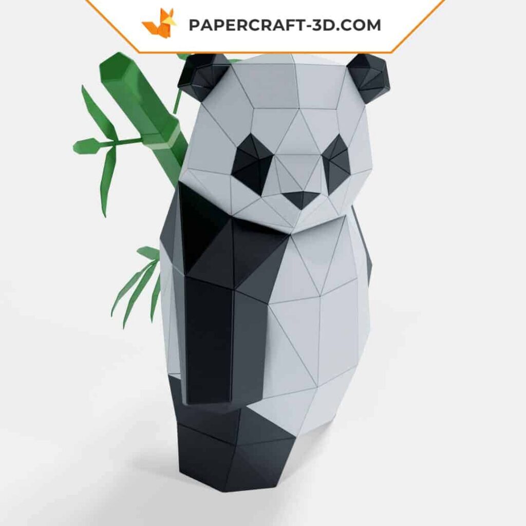 Papercraft eines stehenden Pandas in 3D-Origami