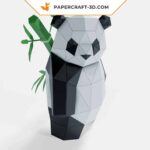 Papercraft panda standing in 3D origami
