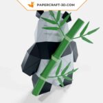 Papercraft panda standing in 3D origami