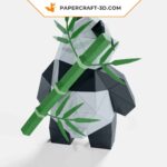 Papercraft panda standing in 3D origami
