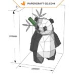 Papercraft panda standing in 3D origami