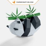 Papercraft panda jouant avec bambou en origami 3D