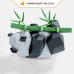 Papercraft panda jouant avec bambou en origami 3D
