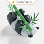 Papercraft panda jouant avec bambou en origami 3D