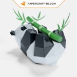Papercraft panda jouant avec bambou en origami 3D
