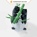 Papercraft panda jouant avec bambou en origami 3D