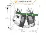 Papercraft panda brincando com bambu em origami 3D