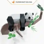 Papercraft Panda Lazy sur l&rsquo;arbre, sculpture en papier 3D à imprimer