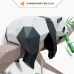 Papercraft Panda Lazy sur l&rsquo;arbre, sculpture en papier 3D à imprimer, weergave 6