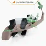Papercraft Panda Lazy sur l&rsquo;arbre, sculpture en papier 3D à imprimer, weergave 8