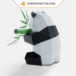 Papercraft panda mangeant du bambou en origami
