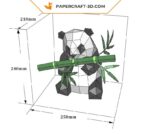 Papercraft panda mangeant du bambou en origami
