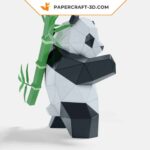 Papercraft panda practicing martial arts in 3D origami