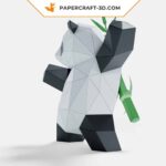 Papercraft panda practicing martial arts in 3D origami
