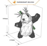 Papercraft panda practicing martial arts in 3D origami