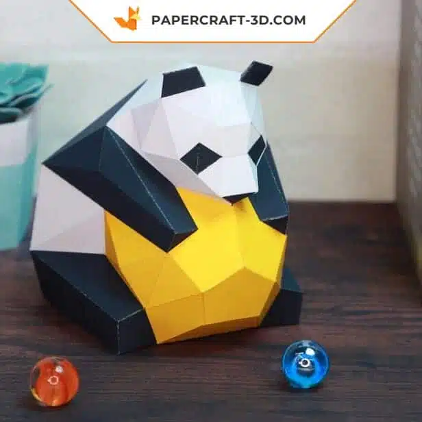 Papercraft panda en origami 3D, weergave 3