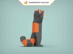 Papercraft standing red panda in 3D origami