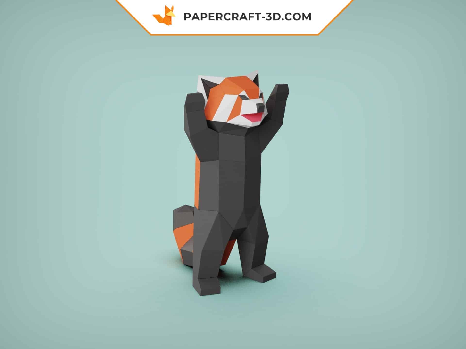 Papercraft standing red panda in 3D origami Papercraft standing red panda in 3D origami