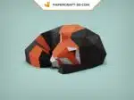 Papercraft panda rouge endormi modèle papier 3D, weergave 2