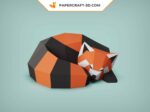 Papercraft de panda rouge endormi en origami 3D