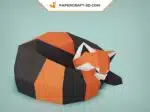 Papercraft panda rouge endormi modèle papier 3D, weergave 3