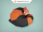 Papercraft panda rouge endormi modèle papier 3D, weergave 4