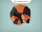 Papercraft de panda rouge endormi en origami 3D